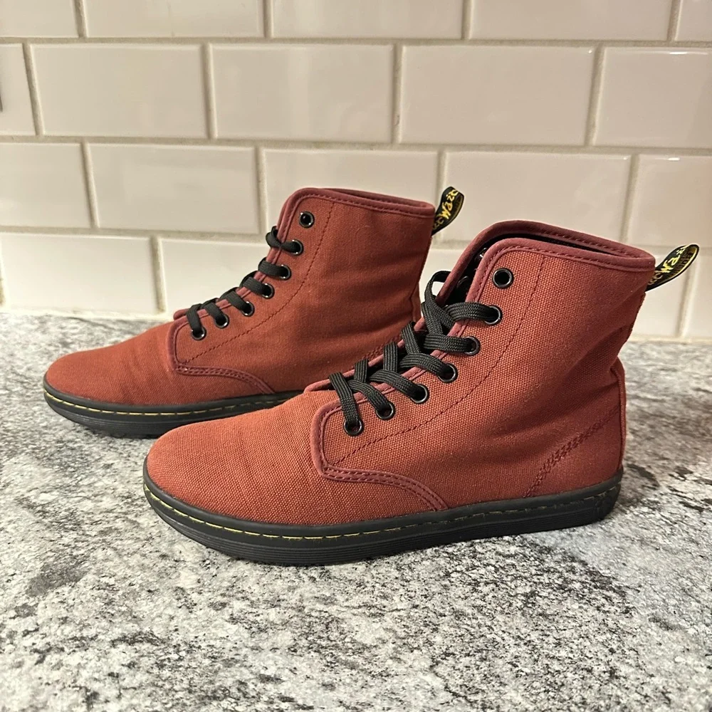 DOC MARTINS 7 Shoreditch Burgandy woman canvas boot casual minimalist casual - Picture 2 of 10